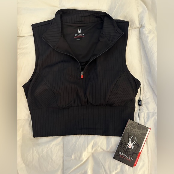 NEW Spyder Ribbed Crop Zip Up Size S - Picture 3 of 5